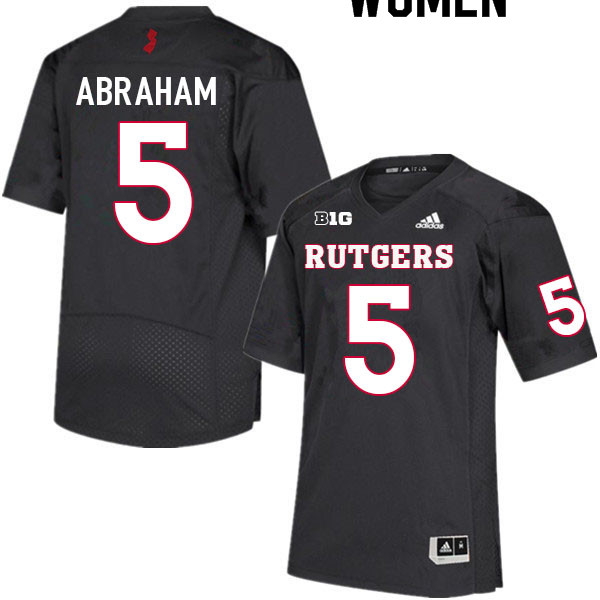 Women #5 Kessawn Abraham Rutgers Scarlet Knights College Football Jerseys Sale-Black - Click Image to Close